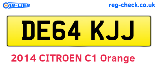 DE64KJJ are the vehicle registration plates.