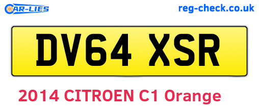 DV64XSR are the vehicle registration plates.