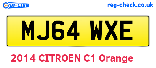 MJ64WXE are the vehicle registration plates.