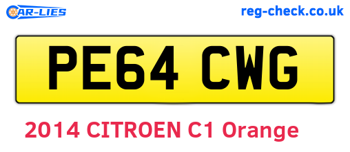 PE64CWG are the vehicle registration plates.