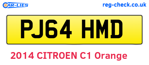 PJ64HMD are the vehicle registration plates.
