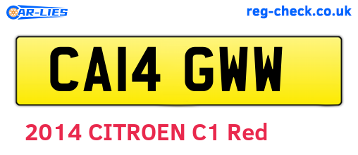 CA14GWW are the vehicle registration plates.