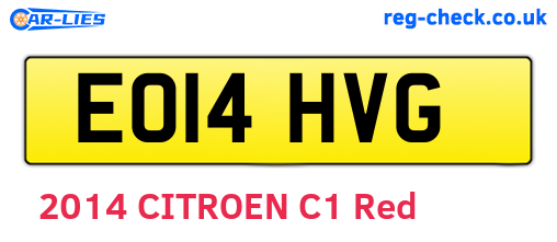EO14HVG are the vehicle registration plates.