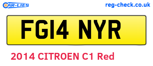 FG14NYR are the vehicle registration plates.