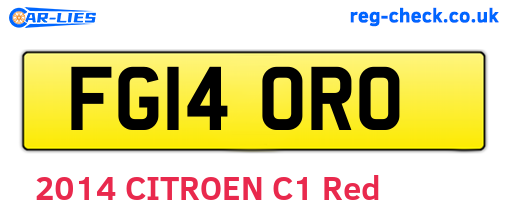 FG14ORO are the vehicle registration plates.