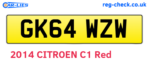 GK64WZW are the vehicle registration plates.