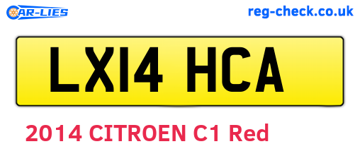 LX14HCA are the vehicle registration plates.