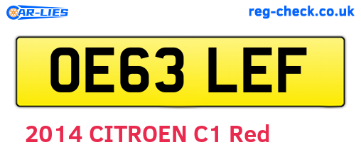 OE63LEF are the vehicle registration plates.