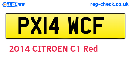 PX14WCF are the vehicle registration plates.