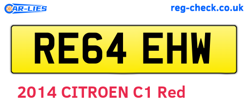 RE64EHW are the vehicle registration plates.