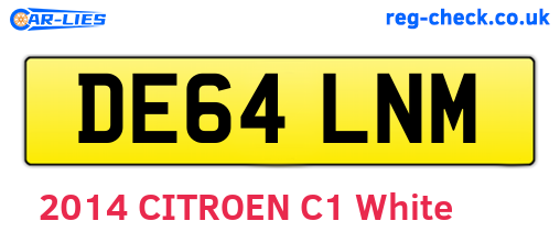 DE64LNM are the vehicle registration plates.