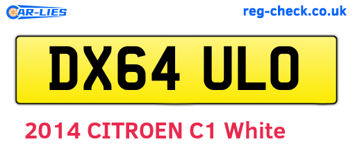DX64ULO are the vehicle registration plates.