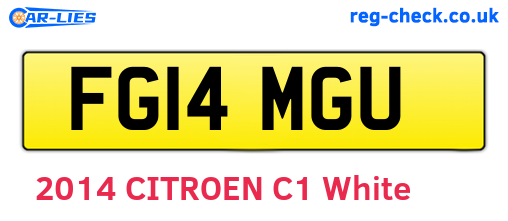 FG14MGU are the vehicle registration plates.