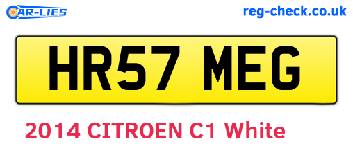 HR57MEG are the vehicle registration plates.