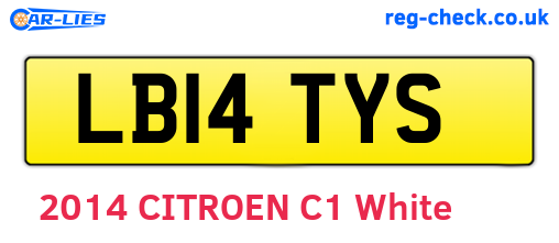 LB14TYS are the vehicle registration plates.