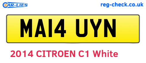 MA14UYN are the vehicle registration plates.