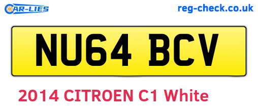 NU64BCV are the vehicle registration plates.