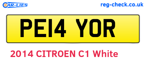 PE14YOR are the vehicle registration plates.