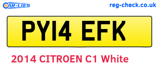 PY14EFK are the vehicle registration plates.