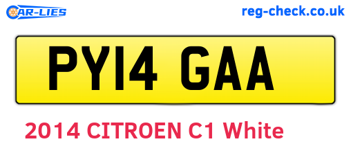 PY14GAA are the vehicle registration plates.