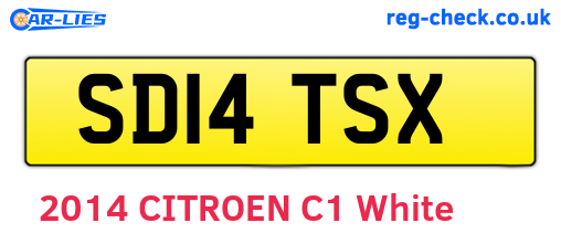 SD14TSX are the vehicle registration plates.