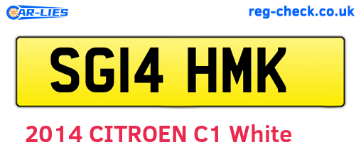 SG14HMK are the vehicle registration plates.