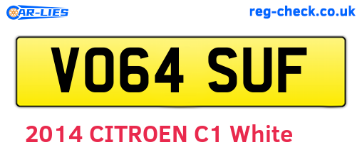 VO64SUF are the vehicle registration plates.