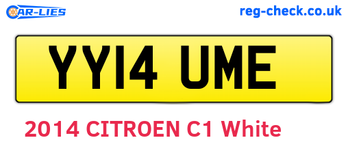 YY14UME are the vehicle registration plates.