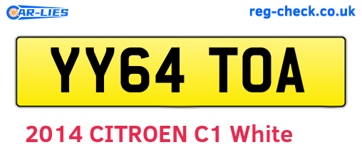 YY64TOA are the vehicle registration plates.