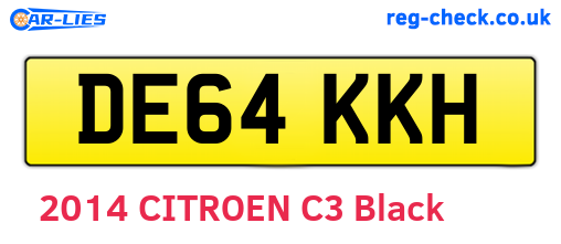 DE64KKH are the vehicle registration plates.