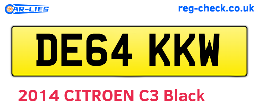 DE64KKW are the vehicle registration plates.