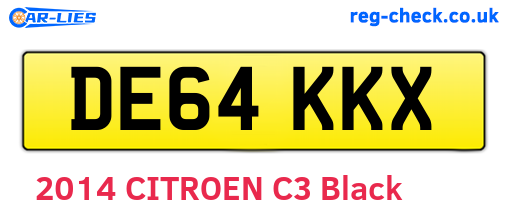 DE64KKX are the vehicle registration plates.