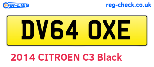 DV64OXE are the vehicle registration plates.