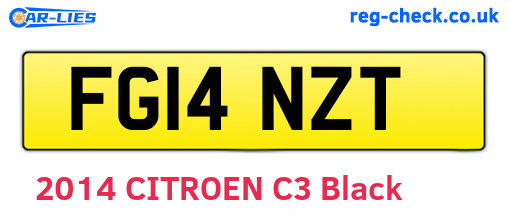 FG14NZT are the vehicle registration plates.