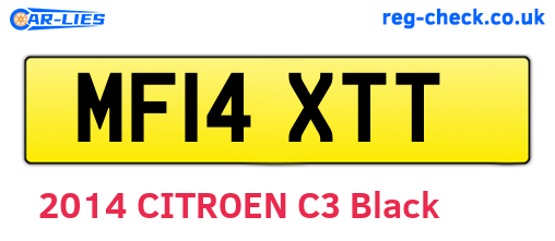 MF14XTT are the vehicle registration plates.