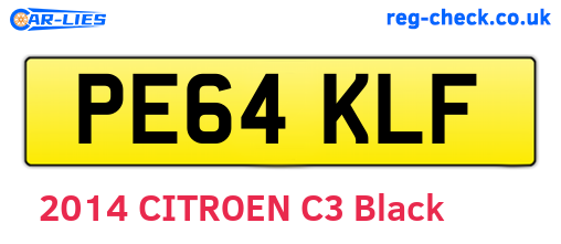 PE64KLF are the vehicle registration plates.