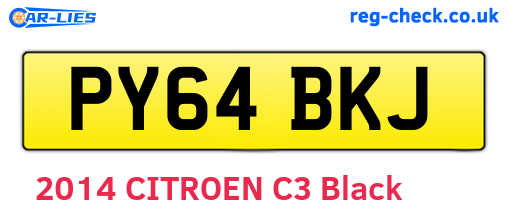 PY64BKJ are the vehicle registration plates.