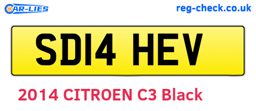 SD14HEV are the vehicle registration plates.