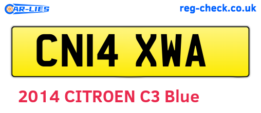 CN14XWA are the vehicle registration plates.