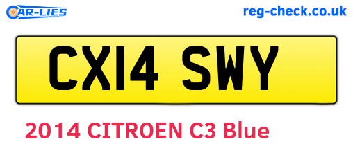 CX14SWY are the vehicle registration plates.