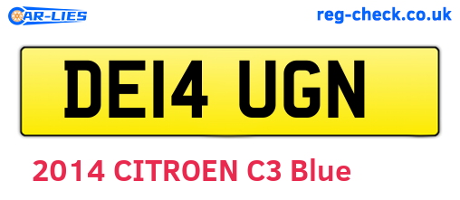 DE14UGN are the vehicle registration plates.