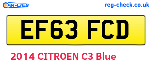 EF63FCD are the vehicle registration plates.