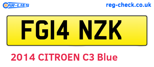 FG14NZK are the vehicle registration plates.