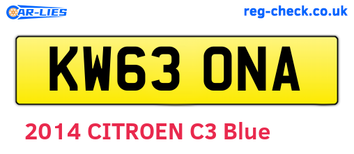 KW63ONA are the vehicle registration plates.