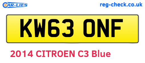 KW63ONF are the vehicle registration plates.