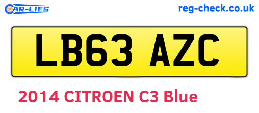 LB63AZC are the vehicle registration plates.