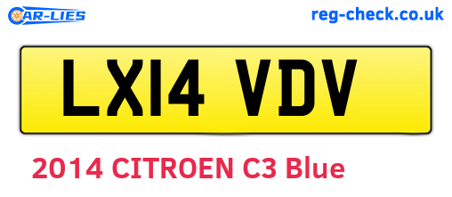 LX14VDV are the vehicle registration plates.