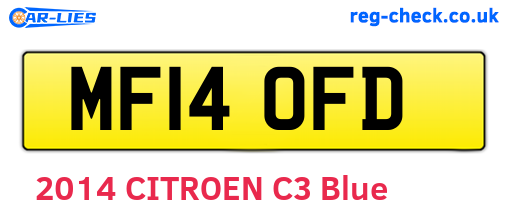 MF14OFD are the vehicle registration plates.