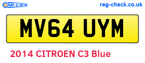 MV64UYM are the vehicle registration plates.