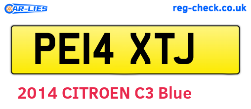 PE14XTJ are the vehicle registration plates.
